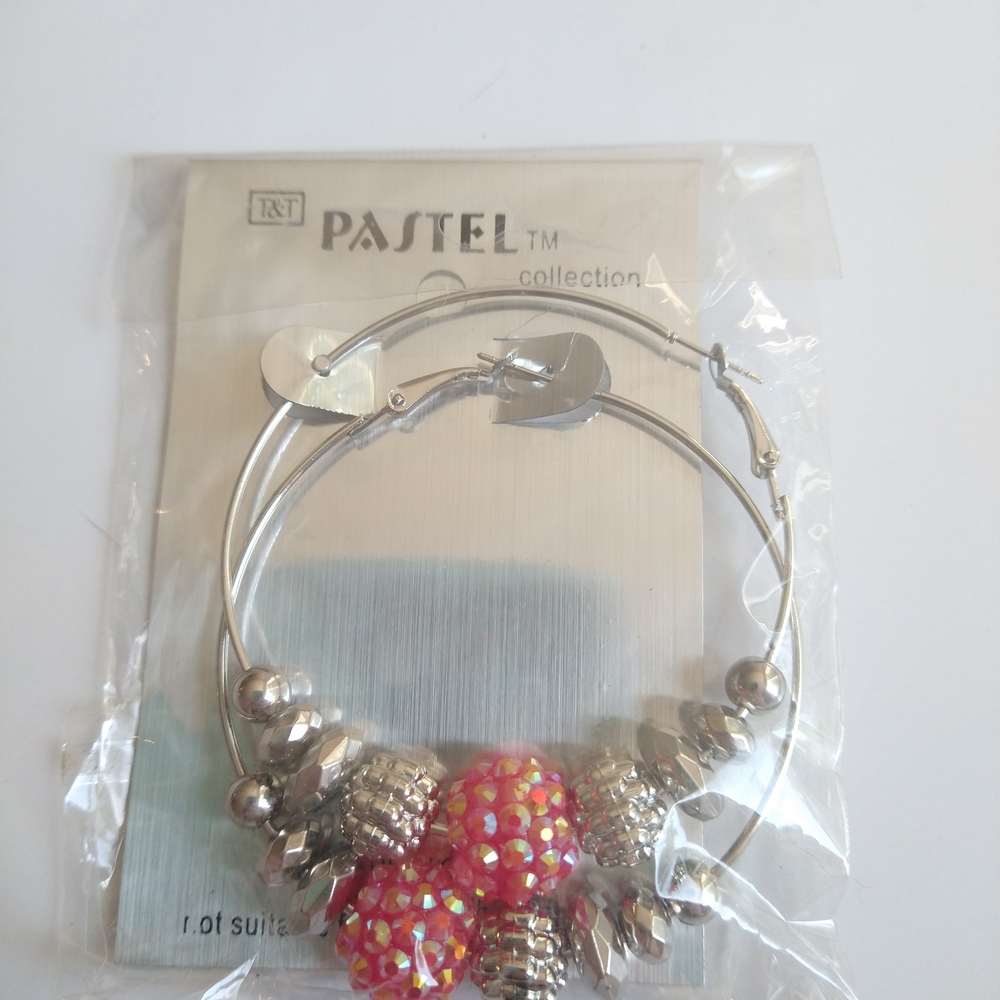 Pastels Silver and Pink Cluster Earrings
